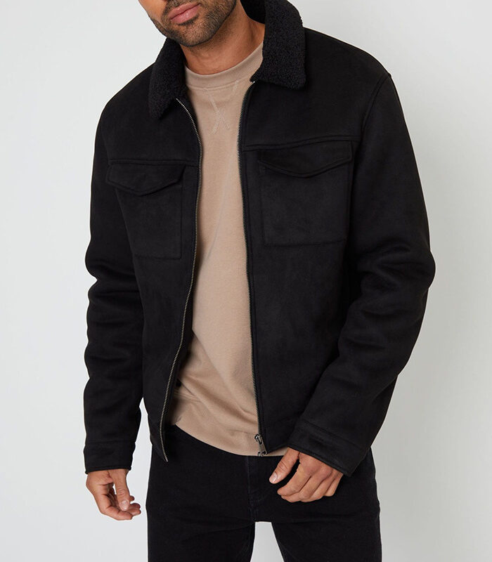 Men's Lamb Fur Collar Splicing Coat